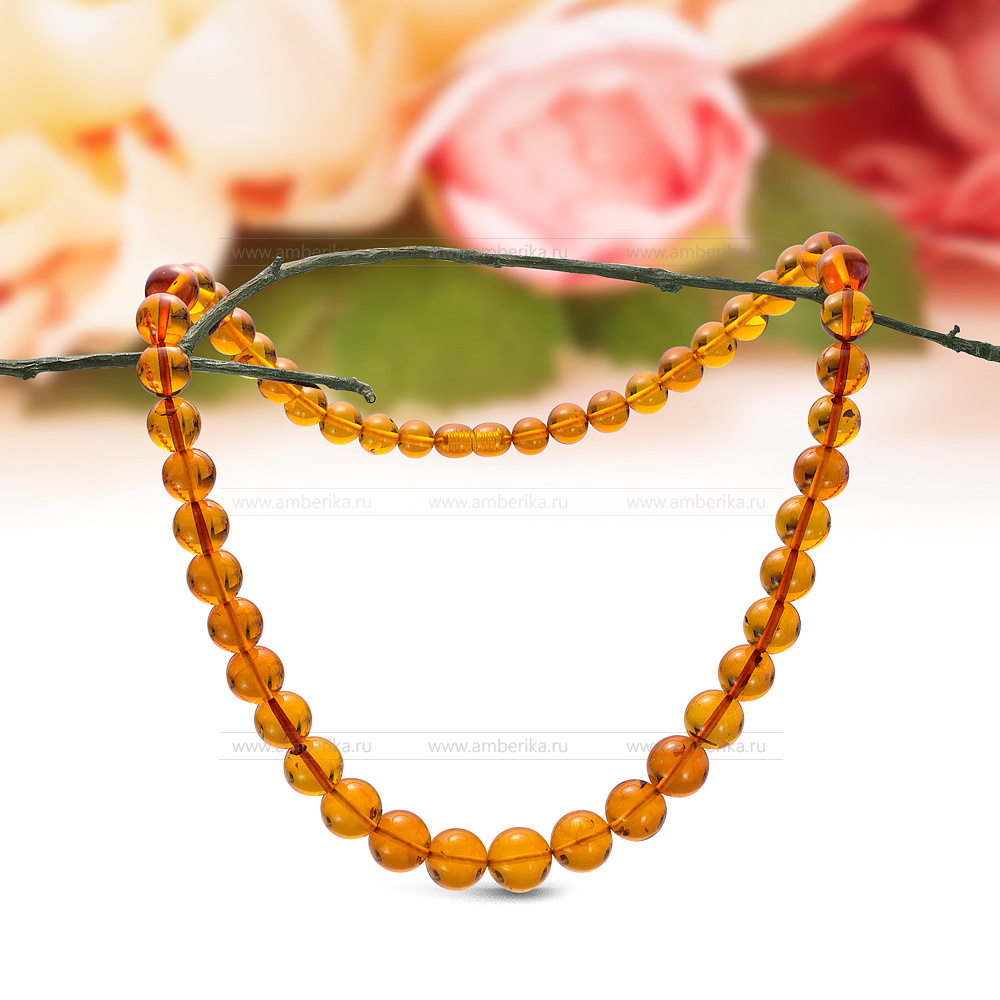 Ожерелье из золотистого балтийского природного янтаря, артикул 2190
