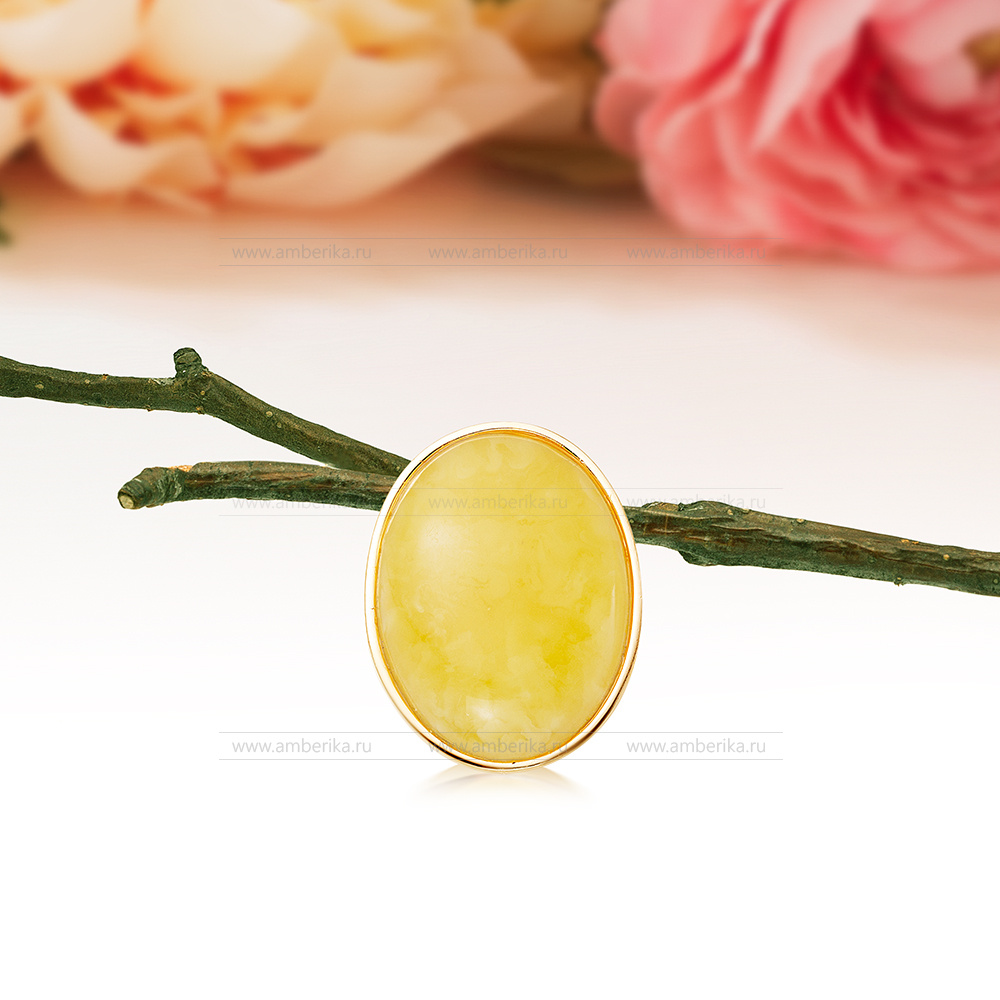 Кулон из серебра с лимонным балтийским янтарем, артикул 12222