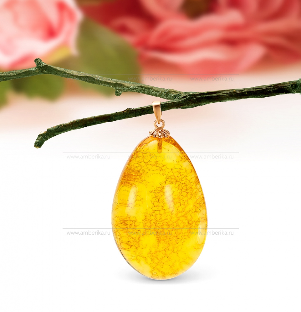 Кулон из серебра с балтийским янтарем, артикул 11881
