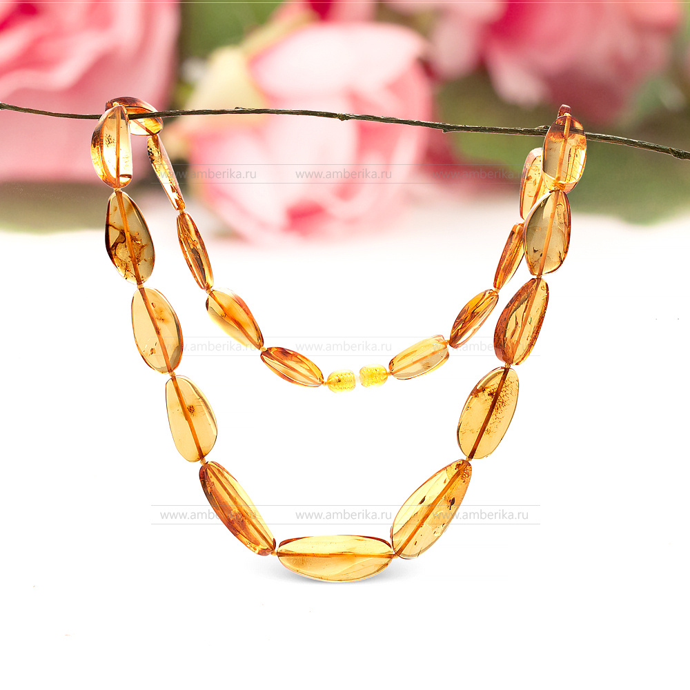 Ожерелье из натурального золотистого балтийского янтаря, артикул 12368
