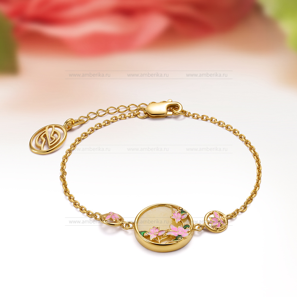 Браслет из лимонного природного балтийского янтаря в серебре 925 пробы, артикул 12112