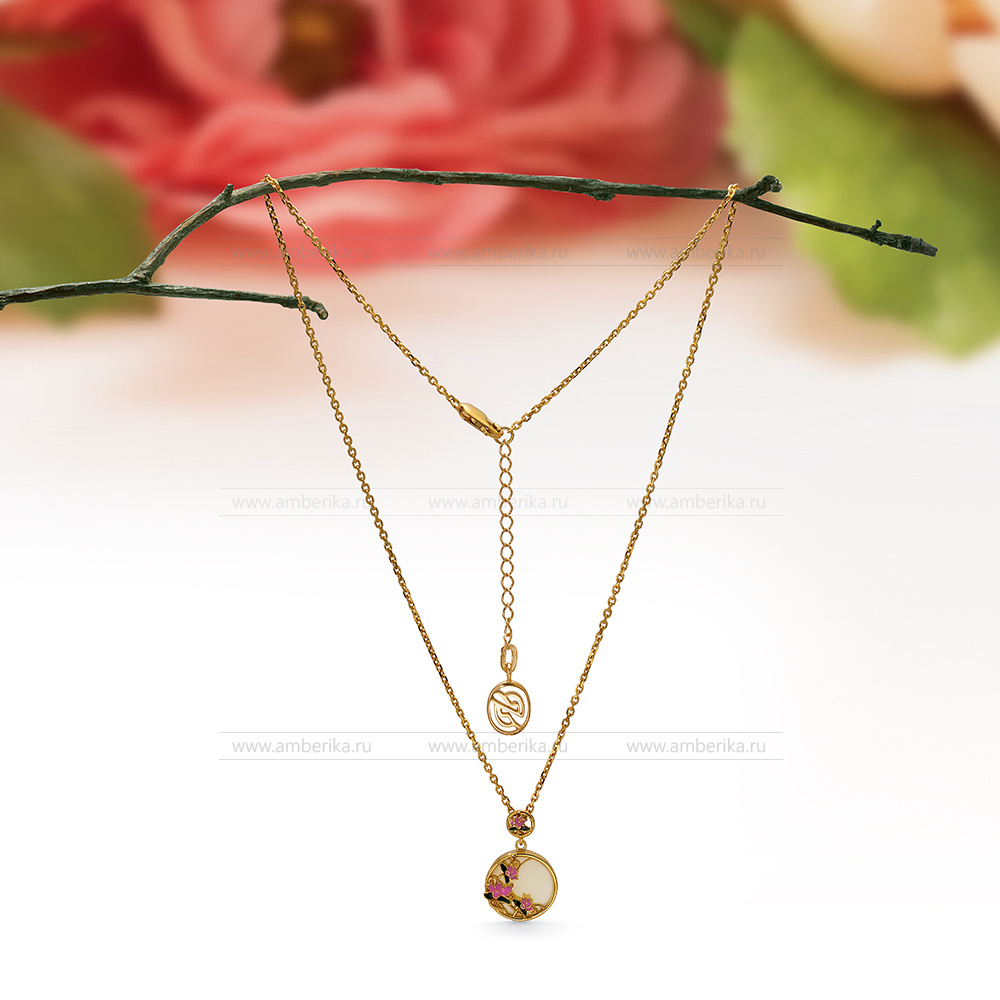 Колье из серебра 925 пробы, украшенное лимонным балтийским янтарем, артикул 12542