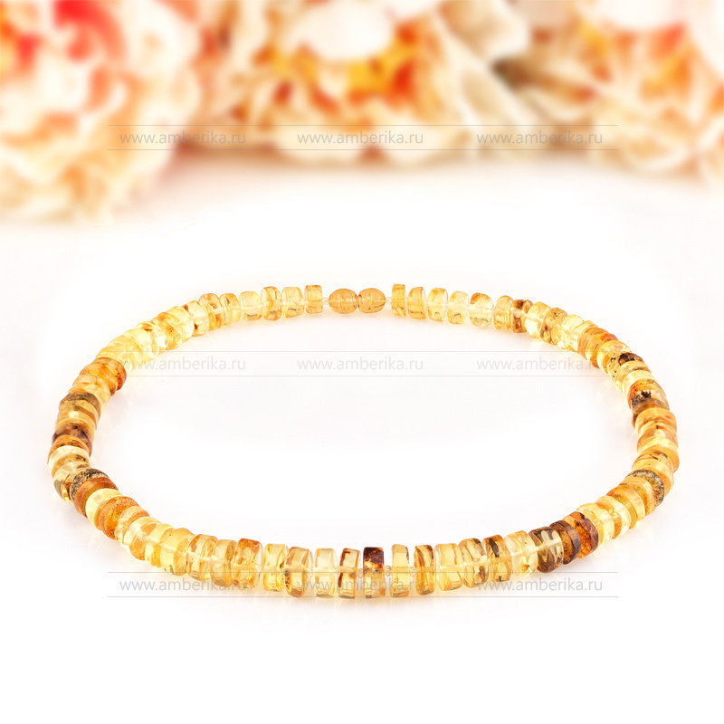 Ожерелье из золотистого балтийского природного янтаря, артикул 2120