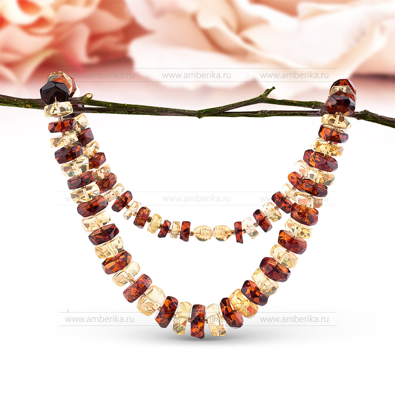 Ожерелье "микс" из балтийского природного янтаря., артикул 2113
