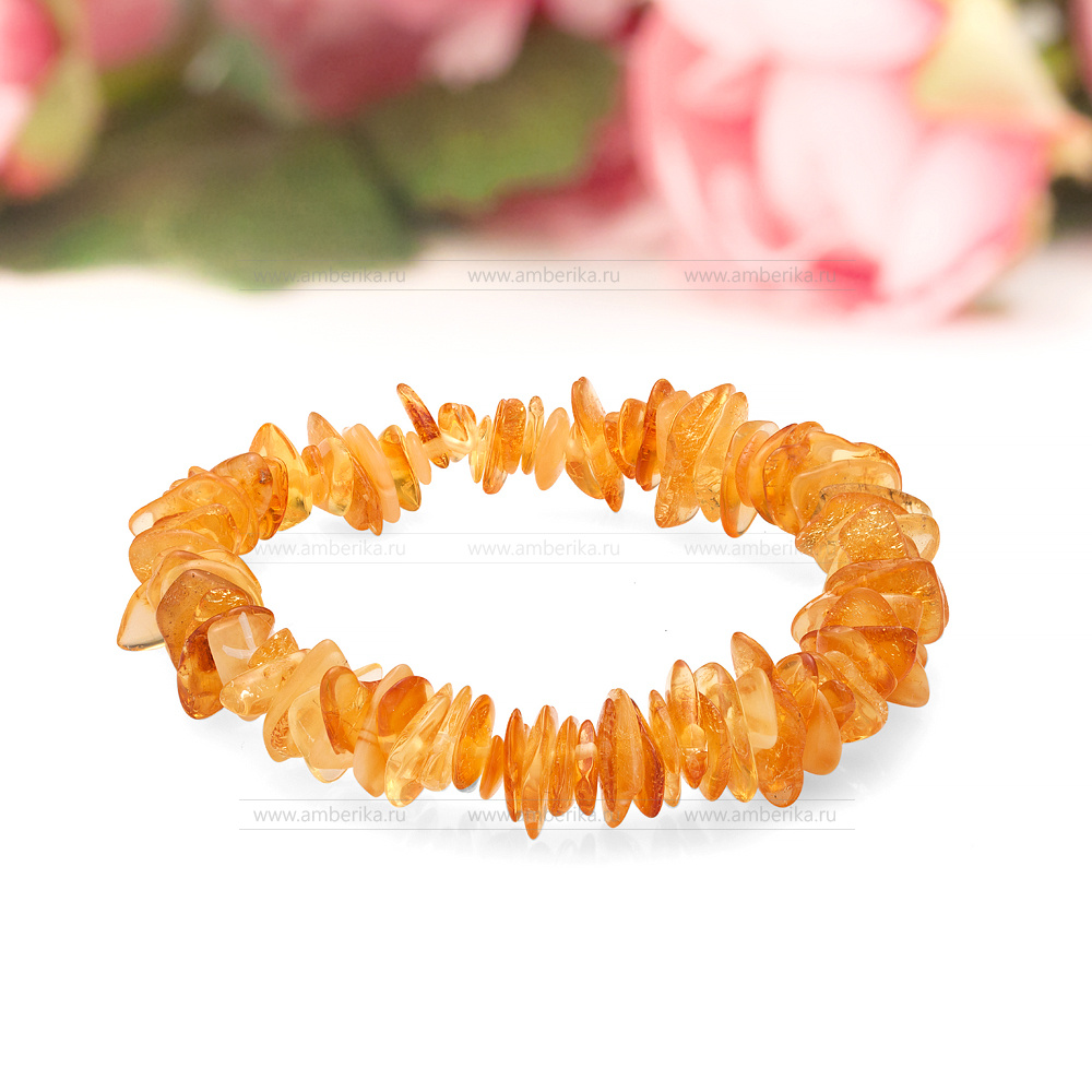 Браслет классический из лимонного природного Балтийского янтаря, артикул 11366