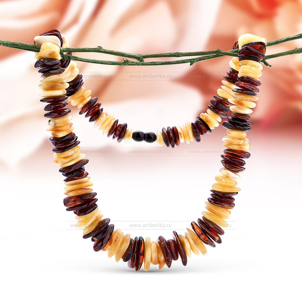 Ожерелье "микс" из натурального балтийского янтаря, артикул 2264