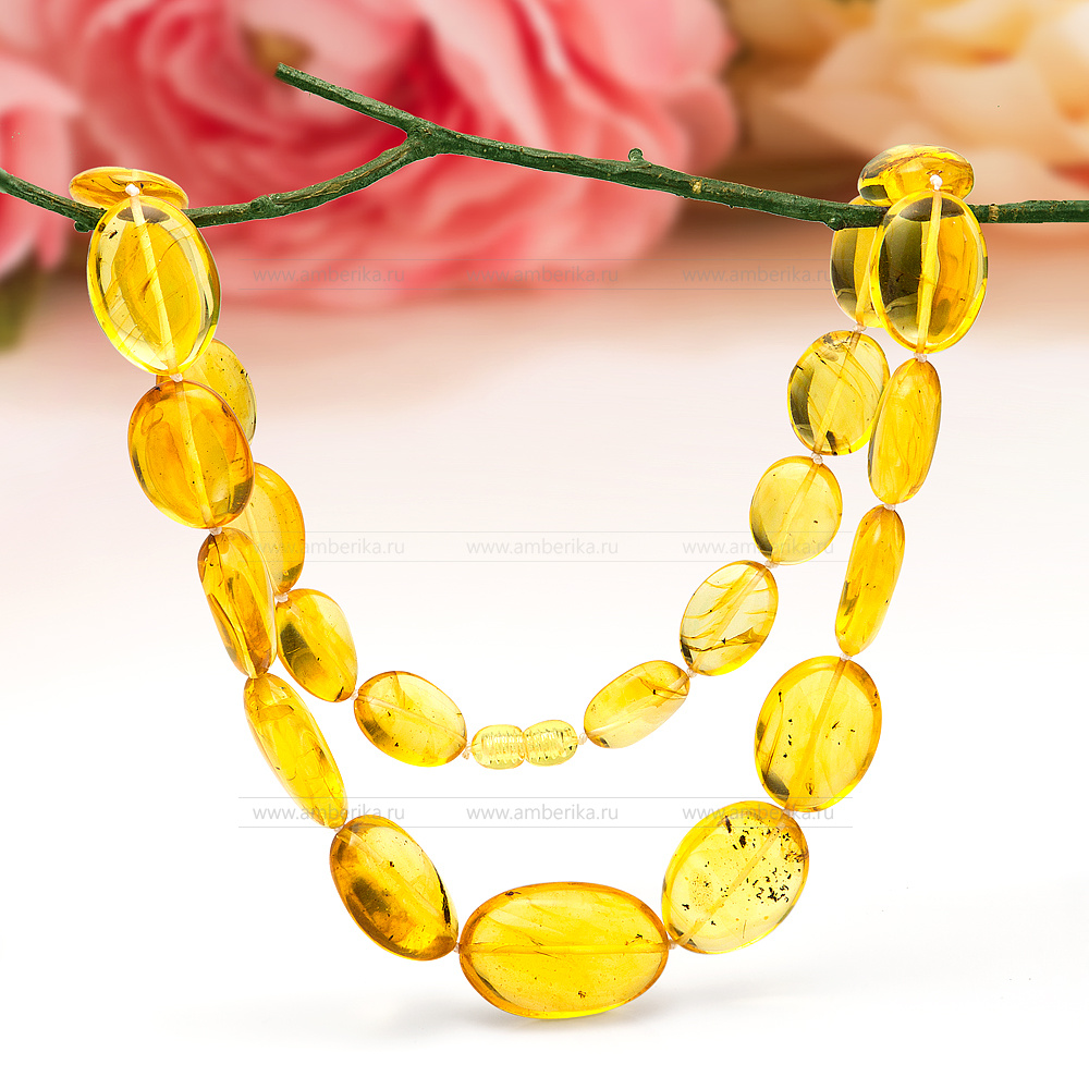 Ожерелье из натурального золотистого балтийского янтаря, артикул 12364