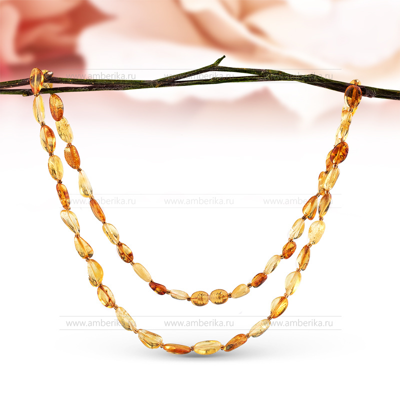 Детское ожерелье "микс" из натурального балтийского янтаря, артикул 12371
